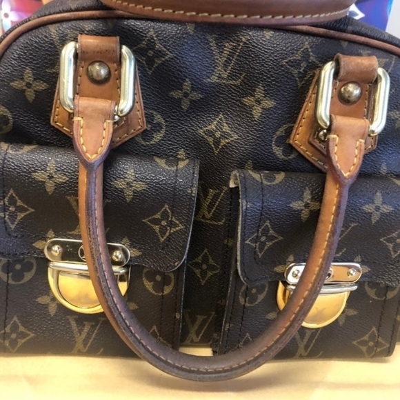 Louis Vuitton Manhattan PM Brown Leather Handbag Tote - Picture 9 of 15